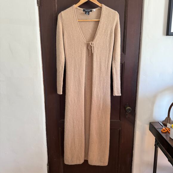 Y2K Vintage RAMPAGE | Tan Angora Blend Tie Front Duster Sweater Cardigan Small - Picture 1 of 5